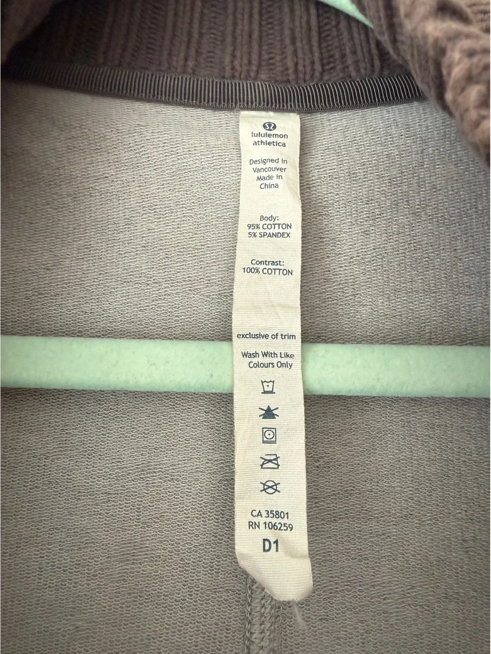 Lululemon Athletica Gray Open Front Cardigan Jacket Cotton Blend Size 6